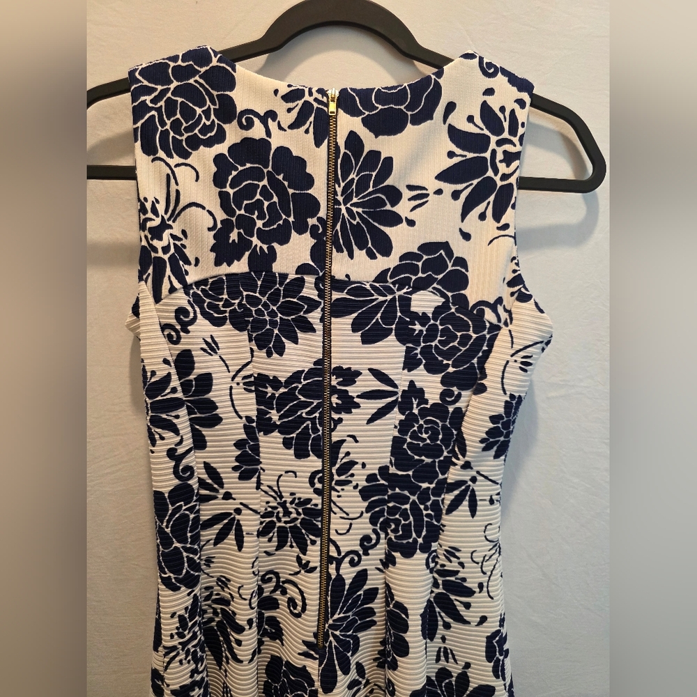 Danny & Nicole Floral Fit Flare Midi Dress Dark Coquette Romantic Regency Size 4 - Picture 9 of 12